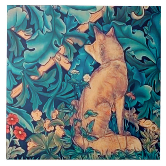 Fox in the Forest, William Morris Ceramic Tile Kakelplatta (Framsidan)