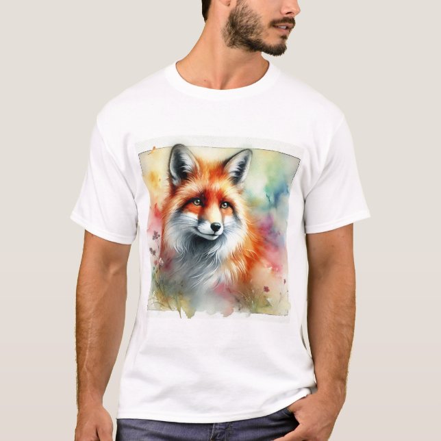 Fox in the Serene Forest 230924AREF126 - Watercolo T Shirt (Framsida)