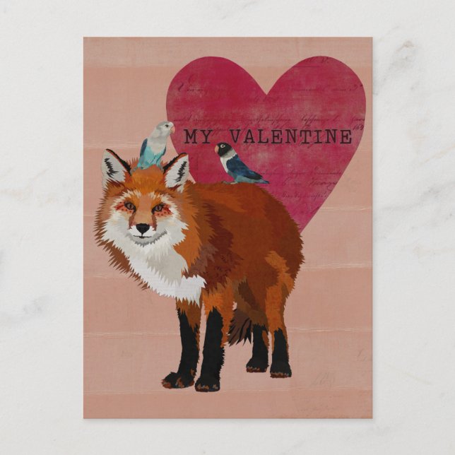 FOX & INDIGO BIRDS VALENTINS vykort (Framsida)