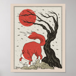 Fox Japansk Art Poster