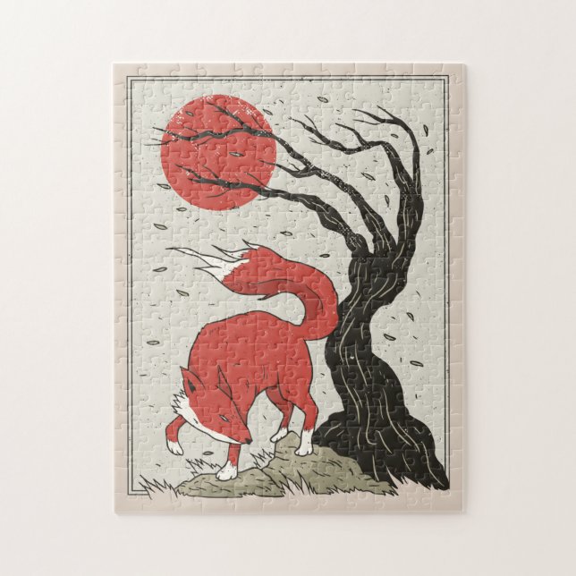 Fox Japansk Art Pussel (Vertikal)