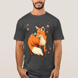 Fox Japansk Cherry Blommar Flower Vintage Sakura T Shirt