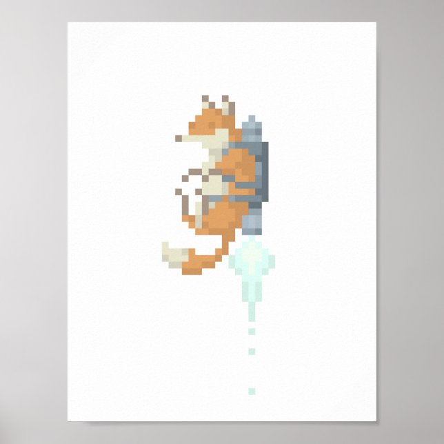 Fox Jetpack Pixel Art Poster (Framsidan)