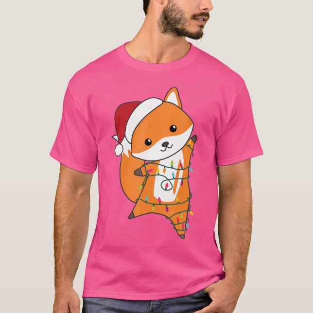 Fox Jul Animals Fairy Ljus Foxes for Chris T Shirt (Framsida)