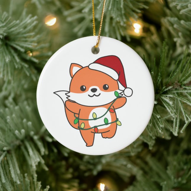 Fox jul Vinter Animals Helgdag Foxes Julgransprydnad Keramik (Träd)