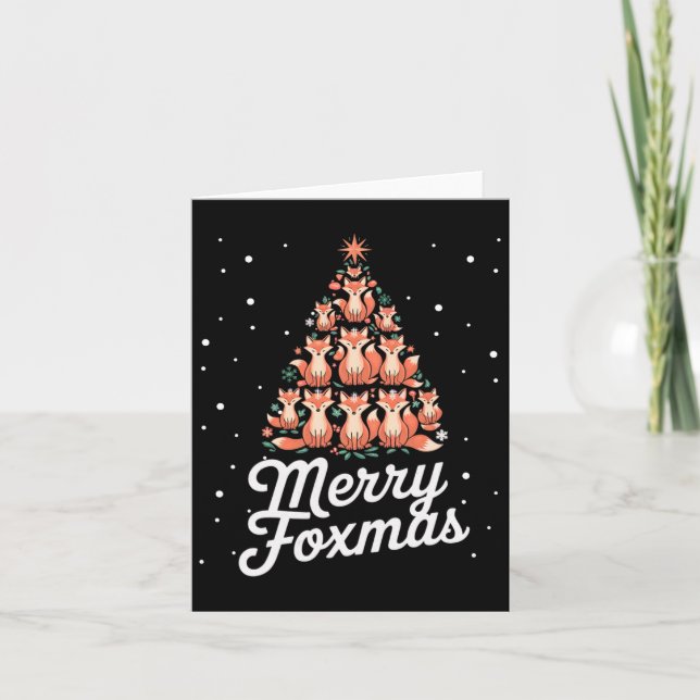 Fox Julafton Träd Foxes Julgran Merry Foxmas Kort (Framsida)