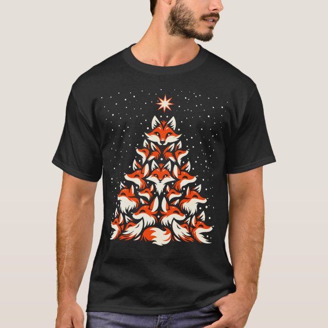 Fox Julgran Costume Cute Helgdag T Shirt (Framsida)