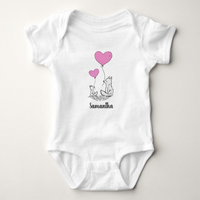 Fox Kärlek Design Baby Shirt Bodykostym T (Framsida)