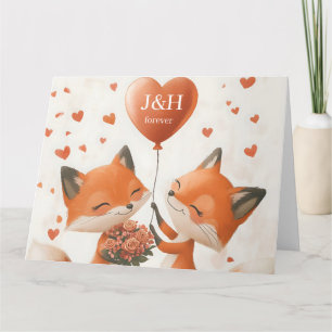 Fox Kärlek Design med Anpassade Initialer Kort