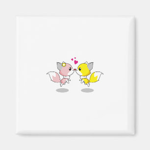 Fox Kärlek Kiss Animal Cute Tecknad Design Funny Magnet