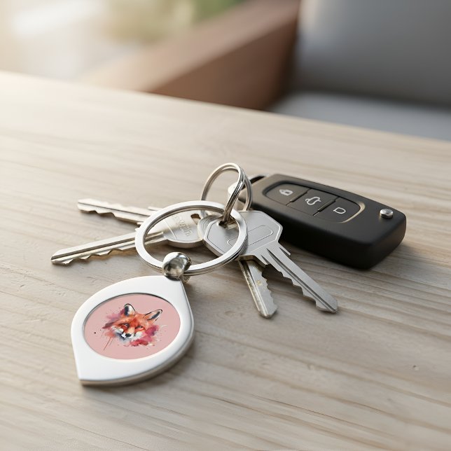 Fox Keychain Swirl Silverfärgad Nyckelring (Skapare uppladdad)