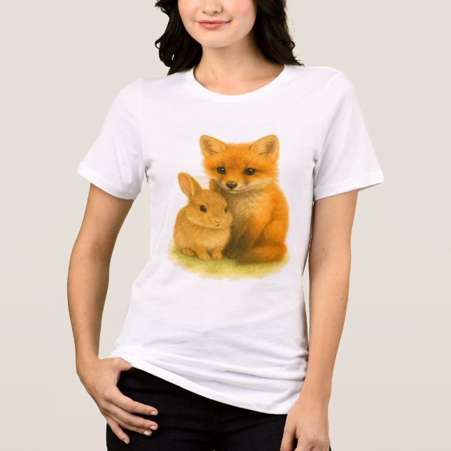 Fox Kit & Bunny Buddies T Shirt (Framsida)