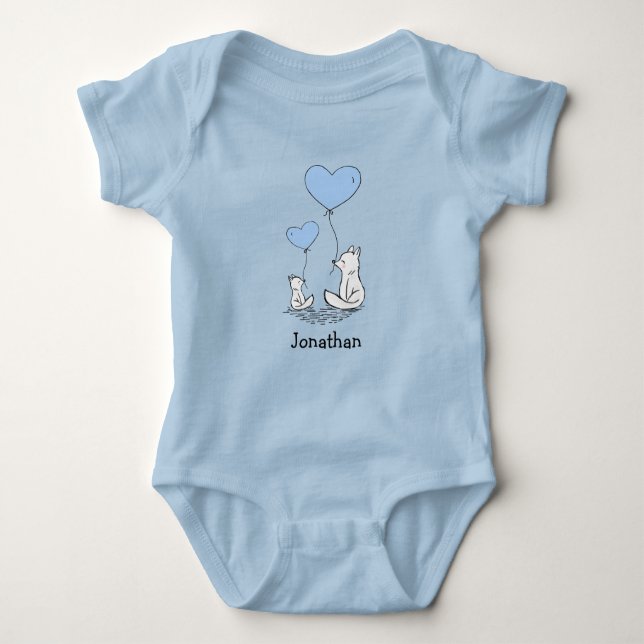 Fox Kit Heart-ballonger Design Baby Shirt Bodykost T (Framsida)