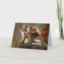 Fox Kits Photo Birthday Kort