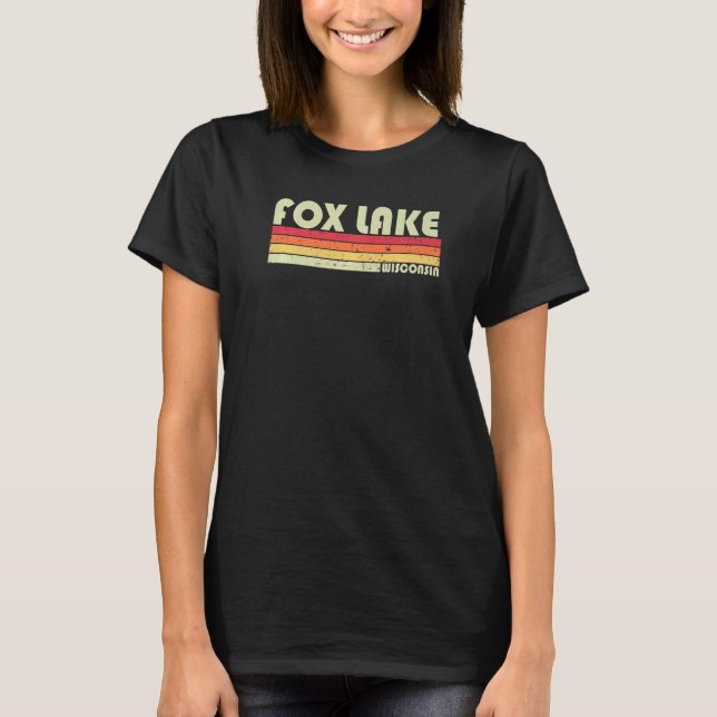 Fox Lake Wisconsin Fiske Camping Sommar T Shirt (Framsida)