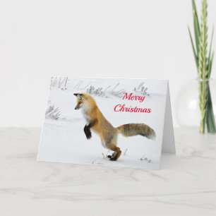 Fox Leaping Snö Photo jul Helgkort