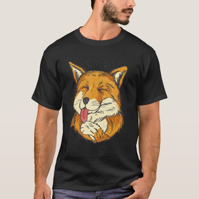 Fox licking his mitts t shirt (Framsida)