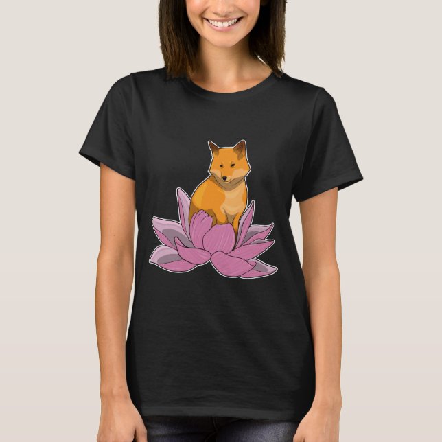 Fox Lotus blommblomma T Shirt (Framsida)