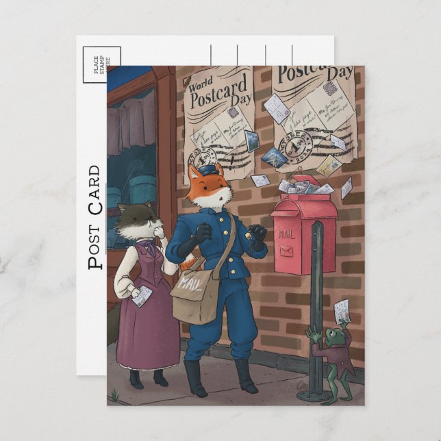 Fox Mail (World Postcard Day 2024) Vykort (Fram/baksida)