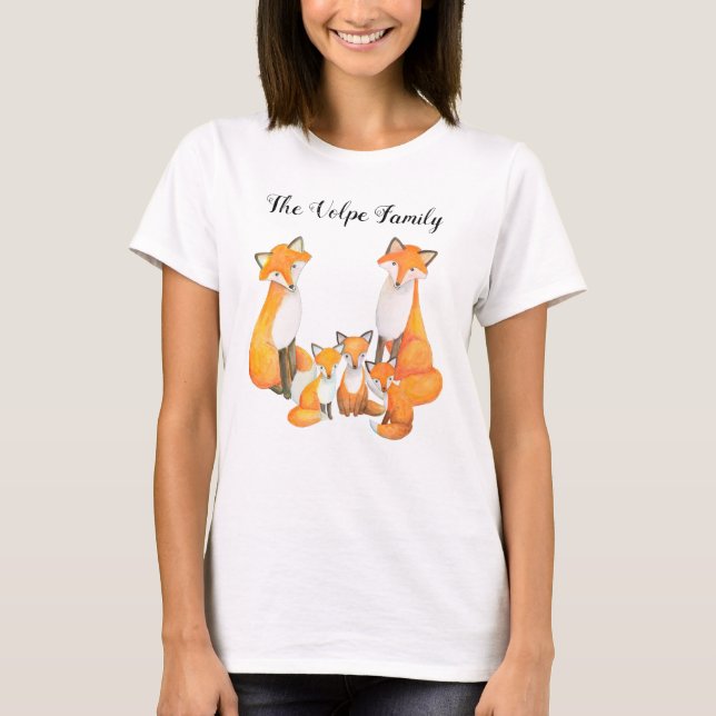 Fox Mamma Pappa Kids Cute Red Fox Anpassningsbar F T Shirt (Framsida)