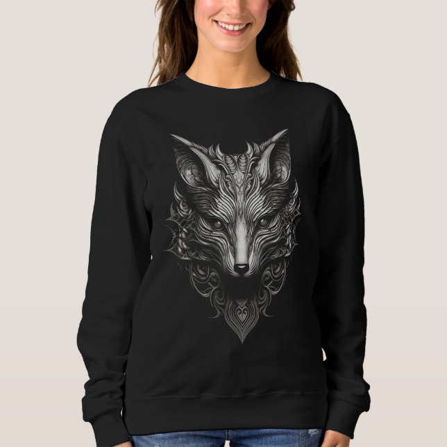Fox Mandala Art - Animal Wolf Fox T Shirt (Framsida)