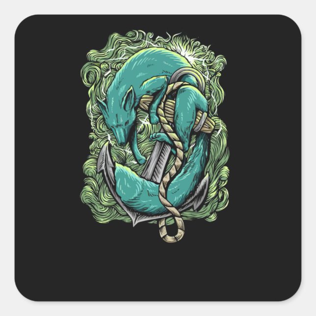 Fox Marine Fyrkantigt Klistermärke (Framsida)