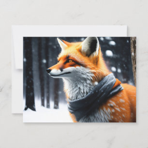 Fox med ärr i vinter vykort