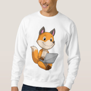 Fox med bärbar dator lång ärmad tröja