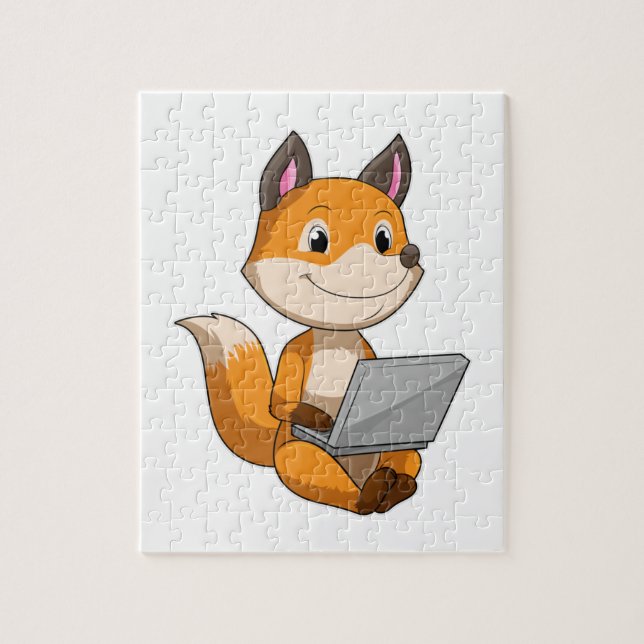 Fox med bärbar dator pussel (Vertikal)