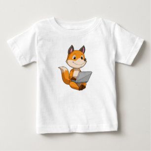 Fox med bärbar dator t shirt