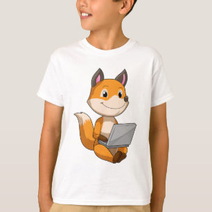 Fox med bärbar dator t shirt