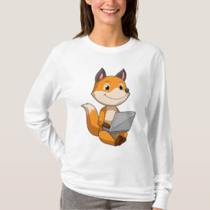 Fox med bärbar dator t shirt