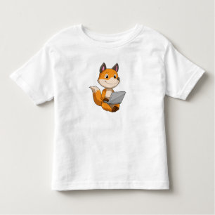 Fox med bärbar dator t shirt