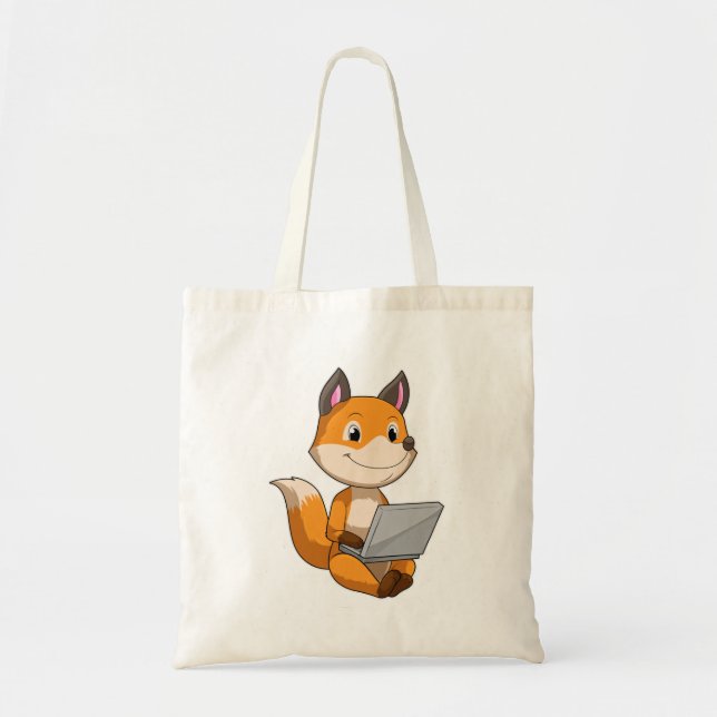 Fox med bärbar dator tygkasse (Framsidan)