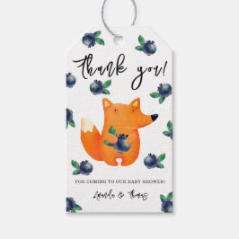 Fox med blåbär - tack för babyduschen presentetikett