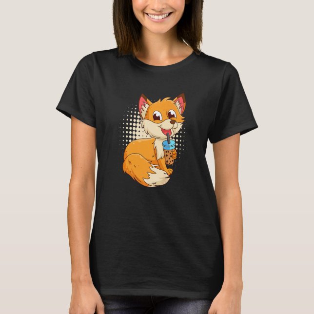 Fox med bubbeltefoxbarn t shirt (Framsida)