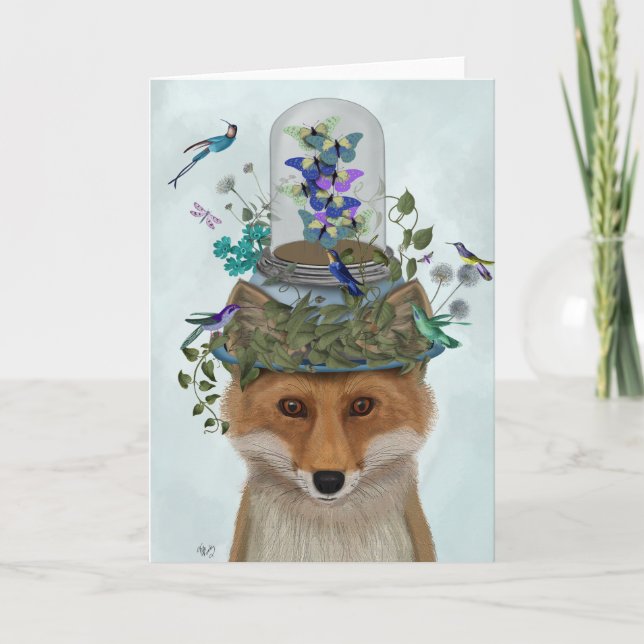 Fox med Butterfly Bell Burk Kort (Framsida)