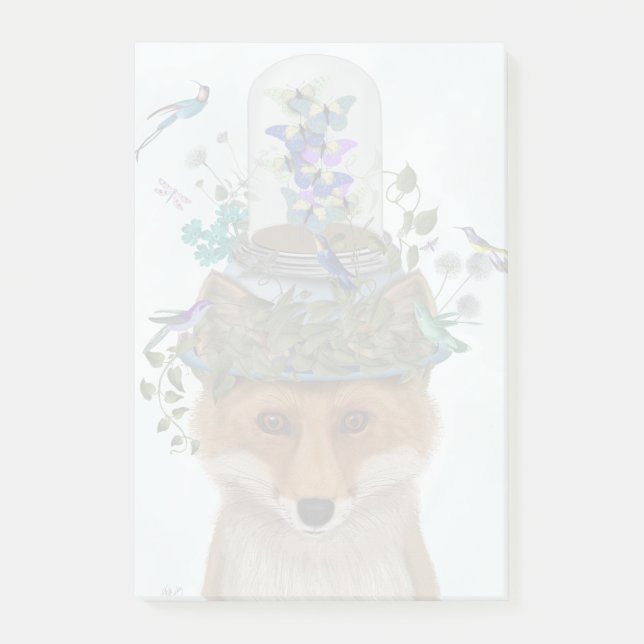 Fox med Butterfly Bell Burk Post-it Block (Framsida)
