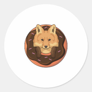 Fox med Donut Runt Klistermärke