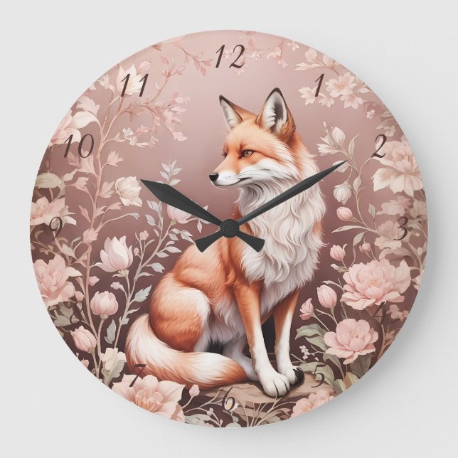 Fox med Dreamy Rosa Blommigt Stor Klocka (Framsida)