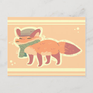 Fox med Hat- och Scarf-vykort Vykort