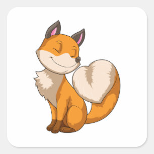 Fox med hjärta fyrkantigt klistermärke