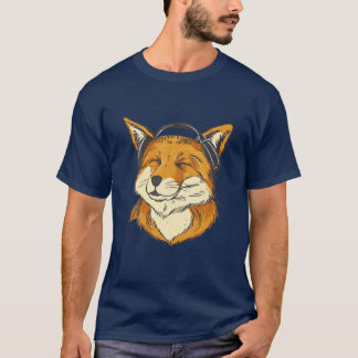 Fox med hörlurar Foxar Natur Vild Animaliska barn T Shirt