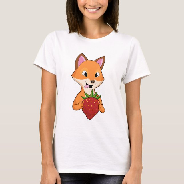Fox med jordgubbsbär t shirt (Framsida)
