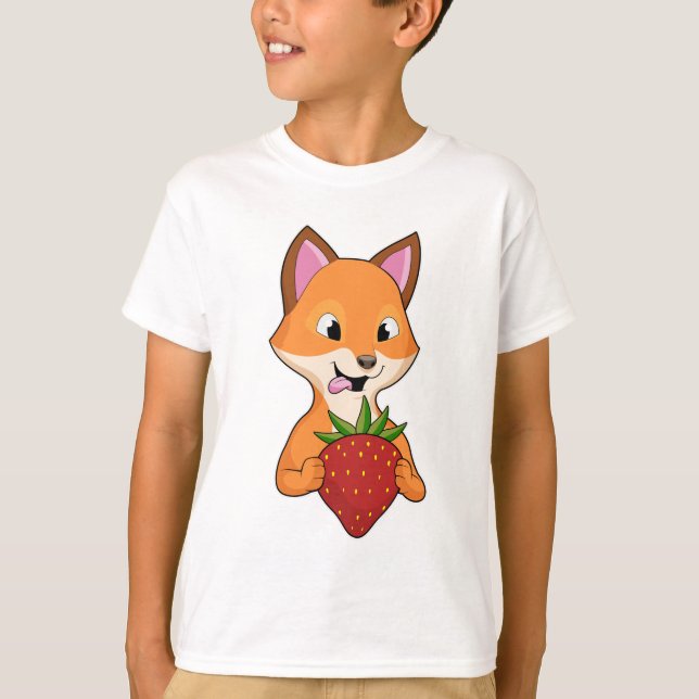 Fox med jordgubbsbär t shirt (Framsida)