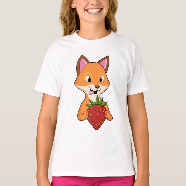 Fox med jordgubbsbär t shirt (Framsida)