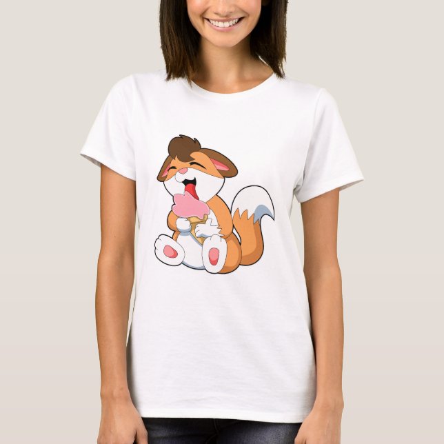 Fox med jordgubbsgrädde t shirt (Framsida)