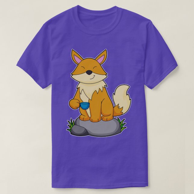 Fox med kaffe kopp 1 t shirt (Design framsida)