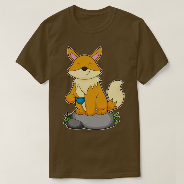 Fox med kaffe kopp 1 t shirt (Design framsida)
