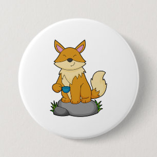 Fox med kaffe kopp knapp